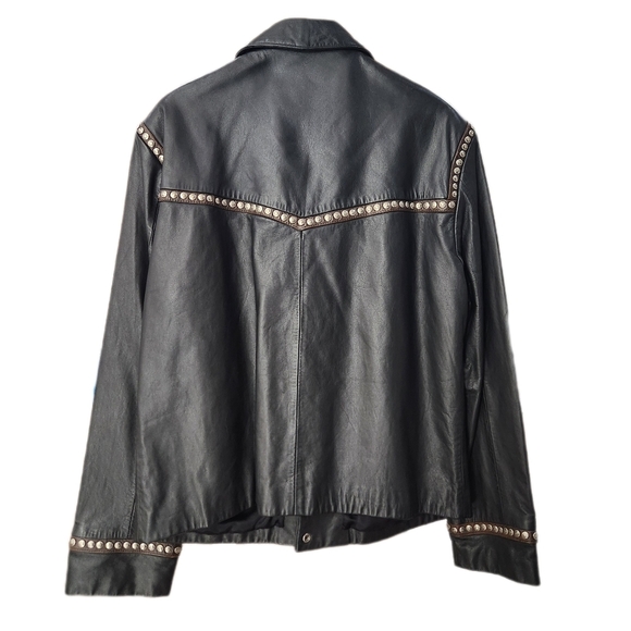 VINTAGE SCULLY Silver Studs and Conchos, Black Leather Jacket, Men's 44 - Picture 2 of 11